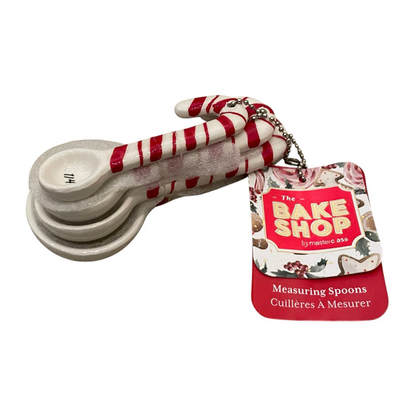 The BakeShop Candy Cane Measuring Spoons Holiday Kitchen NEW - Picture 2 of 10